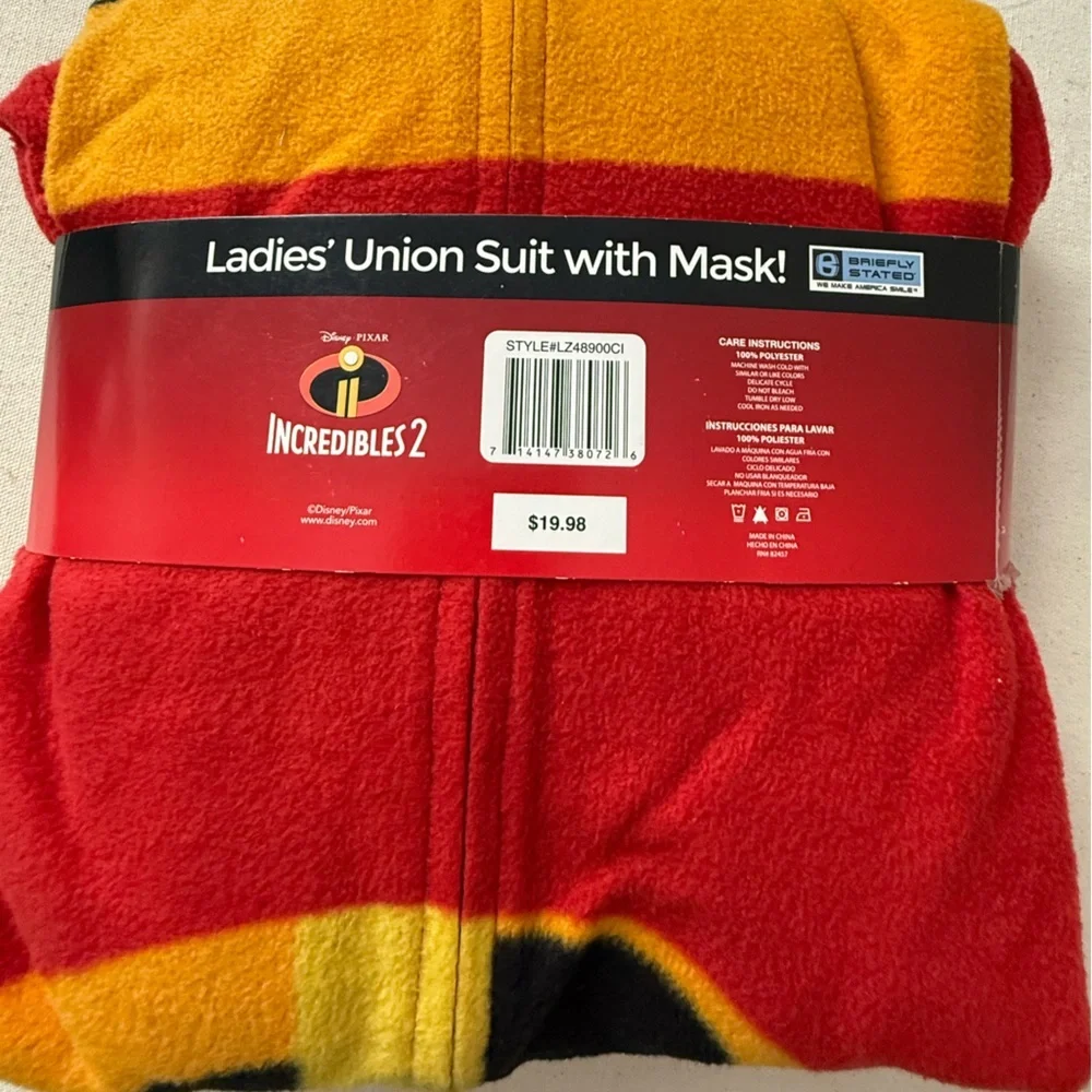 Disney Red Incredibles 2 Women's Union Suit with Mask pajama set - Picture 2 of 2